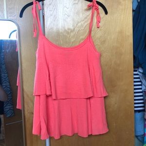 JCrew tiered knit tank with tie straps